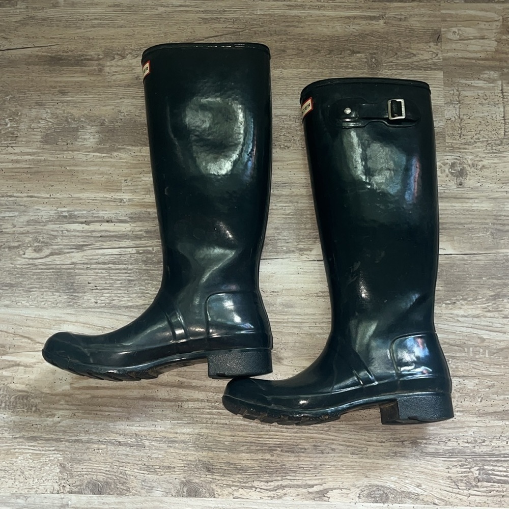 Hunter Boots Tall Navy Blue Women’s Size 8 Rain Boots - FLAWED Cracking - Picture 5 of 8